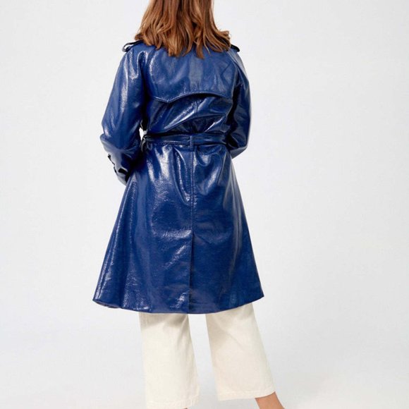 Rachel Antonoff Blue Trench Coat - Picture 3 of 8